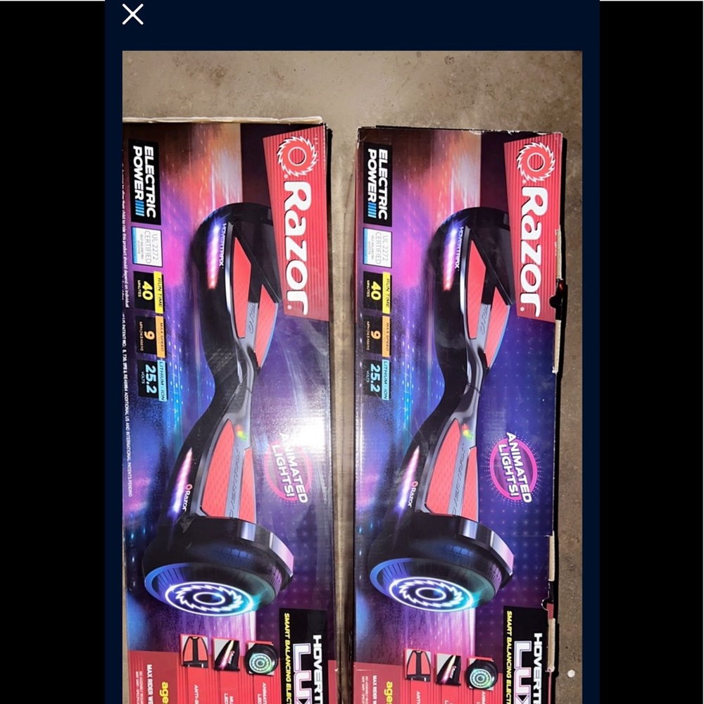 Two razor hover boards hovertrax lux! Brand new never opened yet.